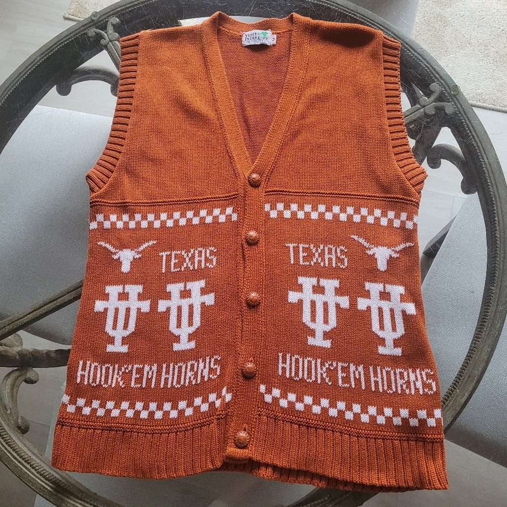 Vintage Texas Longhorns Orange Knit Vest - Hook 'Em Horns